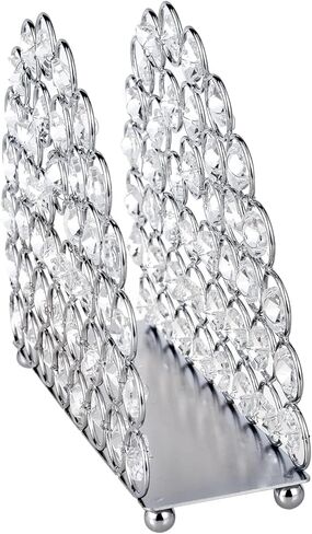 Feyarl كريستال مناديل حامل مناديل الوجه منديل ورقي حامل رسائل رسائل بطاقات حامل منظم حالة الوقوف لإعداد طاولة العشاء مضمد مكتب ديكو المنزل (فضي) in Kuwait