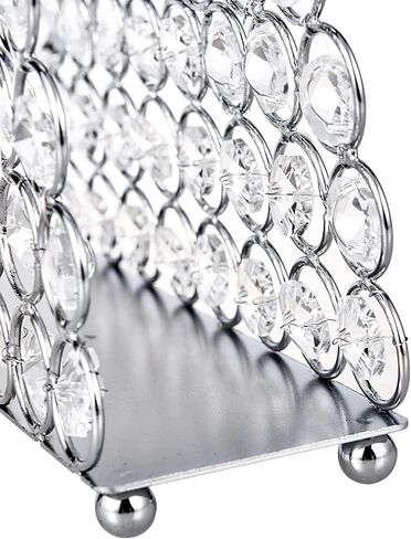 Feyarl كريستال مناديل حامل مناديل الوجه منديل ورقي حامل رسائل رسائل بطاقات حامل منظم حالة الوقوف لإعداد طاولة العشاء مضمد مكتب ديكو المنزل (فضي) in Kuwait