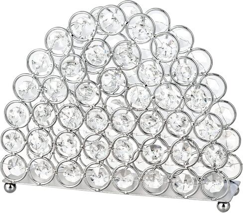 Feyarl كريستال مناديل حامل مناديل الوجه منديل ورقي حامل رسائل رسائل بطاقات حامل منظم حالة الوقوف لإعداد طاولة العشاء مضمد مكتب ديكو المنزل (فضي) in Kuwait