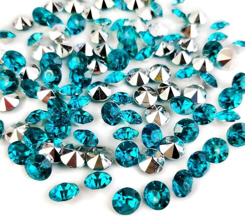 3000 قطعة من الماس الأكريليك المبعثر 0.315 بوصة من الأحجار الكريمة المزيفة، قصاصات من الأحجار الكريمة لتزيين طاولة حفلات الزفاف، حامل فرشاة المكياج، حشو مزهرية، ديكور ألماس الزفاف، أزرق مخضر مع ظهر فضي in Kuwait