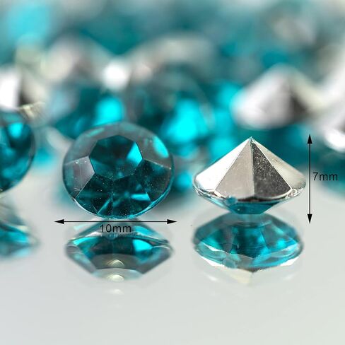 3000 قطعة من الماس الأكريليك المبعثر 0.315 بوصة من الأحجار الكريمة المزيفة، قصاصات من الأحجار الكريمة لتزيين طاولة حفلات الزفاف، حامل فرشاة المكياج، حشو مزهرية، ديكور ألماس الزفاف، أزرق مخضر مع ظهر فضي in Kuwait