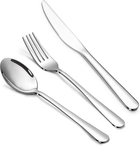 Stainless Steel 12PCS Dinner Set combo with 4 Dinner Knives, 4 Dinner Forks, 4 Dinner Spoons，Silverware Set for Home, Kitchen and Restaurant, Mirror Polished& Dishwasher Safe in Saudi Arabia