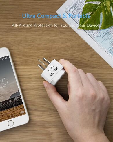 BESTEK Japan Travel Plug Adapter, Grounded Universal Type A Plug Adapter JP to US Adapter - Ultra Compact for US, Japan, China Phones, Laptops, Camera Chargers and More, 3 Pack in Kuwait