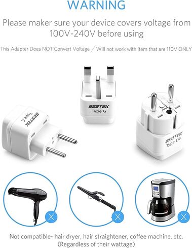 BESTEK Japan Travel Plug Adapter, Grounded Universal Type A Plug Adapter JP to US Adapter - Ultra Compact for US, Japan, China Phones, Laptops, Camera Chargers and More, 3 Pack in Kuwait