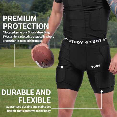 Men's Padded Football Girdle Compression 5-Pads Integrated Football Pads with Hip Tail Thigh Protector for Football Baseball in Saudi Arabia