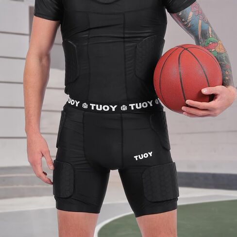 Men's Padded Football Girdle Compression 5-Pads Integrated Football Pads with Hip Tail Thigh Protector for Football Baseball in Saudi Arabia