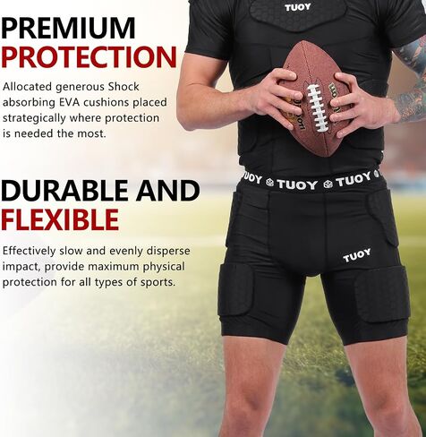 Men's Padded Football Girdle Compression 5-Pads Integrated Football Pads with Hip Tail Thigh Protector for Football Baseball in Saudi Arabia