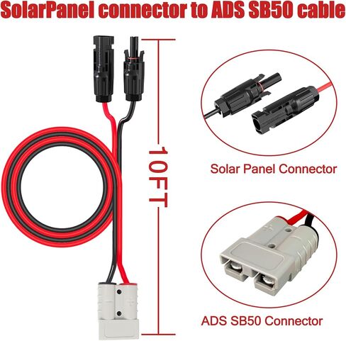 Solar Panel Kits Charge Cable Compatible with Anderson Adapter and Solar Connectors for Portable Power Stations Solar Generators (10AWG 6 FT Horizontal) in Saudi Arabia