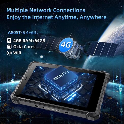Rugged Tablet A10ST-S, 10.1 Inch Android 10 Industrial Three-proof Tablet, 4G LTE Tablet for Work, 5MP 13MP, 4GB+64GB,10000mAh Battery,WiFi,GPS,NFC,700nit,1280x800IPS, IP68 Waterproof Tablet in Saudi Arabia