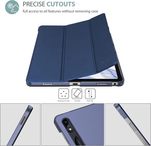 غطاء ProCase لجهاز Galaxy Tab S8 Plus 2022/ Tab S7 FE 2021/ Tab S7 Plus 2020 مقاس 12.4 بوصة، جراب واقٍ نحيف قابل للطي وغطاء خلفي ذكي لجهاز Galaxy Tab S8+ / S7 FE / S7+ مقاس 12.4 بوصة - أسود in Saudi Arabia