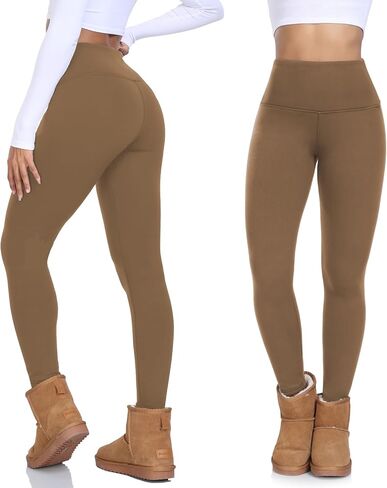 DHSO Fleece Lined Leggings Women Tummy Control-High Waisted Workout Winter Warm Soft Yoga Pants in Kuwait