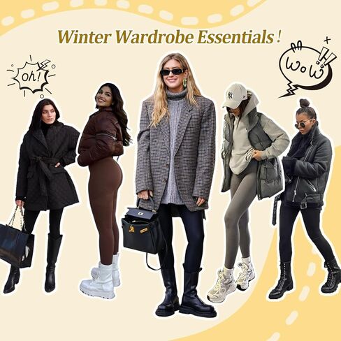 DHSO Fleece Lined Leggings Women Tummy Control-High Waisted Workout Winter Warm Soft Yoga Pants in Kuwait