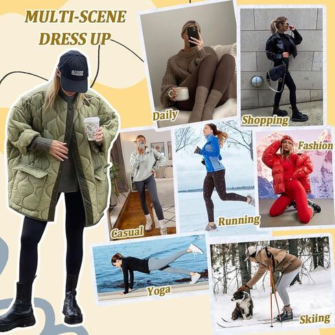 DHSO Fleece Lined Leggings Women Tummy Control-High Waisted Workout Winter Warm Soft Yoga Pants in Kuwait