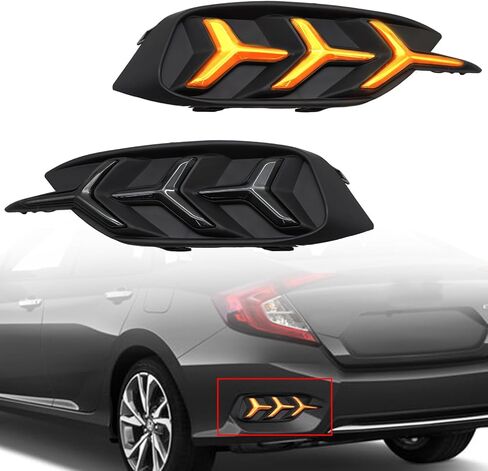 مصابيح ممتص الصدمات الخلفية LED مناسبة لسيارة Honda Civic 2016 2017 2018 2019 2020 2021 LX EX Touring Sedan، عدسات مدخنة Y عاكسة أضواء تشغيل الفرامل مصابيح إشارة الانعطاف المتتابعة in Saudi Arabia