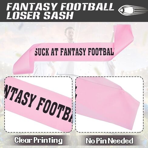 8 Pcs Pink Fantasy Football Loser Sash I Suck at Fantasy Football Award Sashes Football Sash for Last Place Trophy in Saudi Arabia