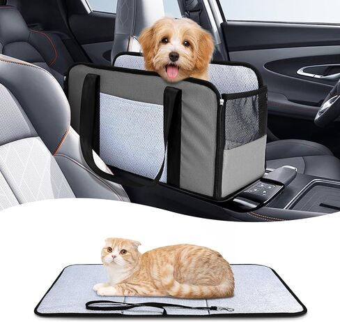 مقعد سيارة بوحدة تحكم مركزية للحيوانات الأليفة الصغيرة بوزن 12 رطلاً، مقعد 3 في 1 للحيوانات الأليفة للقطط والكلاب الصغيرة، مقعد سفر للكلاب بسحاب من الجلد مع وسادة قابلة للإزالة. in Kuwait