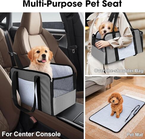 مقعد سيارة بوحدة تحكم مركزية للحيوانات الأليفة الصغيرة بوزن 12 رطلاً، مقعد 3 في 1 للحيوانات الأليفة للقطط والكلاب الصغيرة، مقعد سفر للكلاب بسحاب من الجلد مع وسادة قابلة للإزالة. in Kuwait