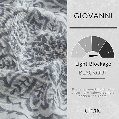 لوحة ستارة نافذة مبطنة بمزيج من الكتان من Elrene Home Fashions Giovanni Medallion، مقاس 52 بوصة × 95 بوصة، رمادي in Saudi Arabia
