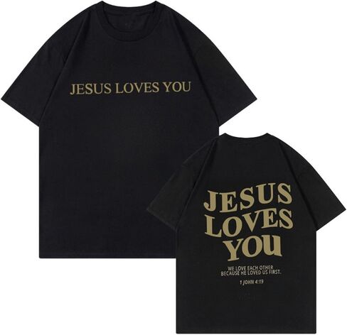 Christian Faith Shirt Jesus Loves You Tshirt Fashion Crew Neck Short Sleeve T-Shirt Faith Tee in Saudi Arabia