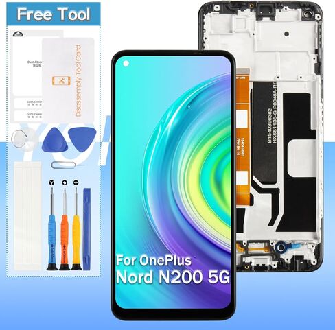 استبدال الشاشة لجهاز OnePlus Nord N200 5G DE2118 DE2117 6.49 بوصة شاشة LCD تعمل باللمس محول رقمي زجاجي - أسود مع إطار - أدوات in Saudi Arabia