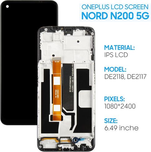 استبدال الشاشة لجهاز OnePlus Nord N200 5G DE2118 DE2117 6.49 بوصة شاشة LCD تعمل باللمس محول رقمي زجاجي - أسود مع إطار - أدوات in Saudi Arabia