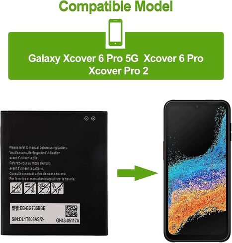 Replacement Battery Compatible with Samsung Galaxy Xcover 6 Pro 5G / Xcover6 Pro/Xcover Pro 2 SM-G736B EB-BG736BBE with Toolkit in Saudi Arabia