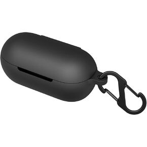 Geiomoo Silicone Carrying Case Compatible with OnePlus Buds Z2, Portable Scratch Shock Resistant Cover with Carabiner (Black)