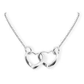 Sterling Silver Interlocking Hearts Necklace for Women, Wife, Girlfriend - Mother Daughter Intertwined Hearts Necklace, Granddaughter Christmas Gift