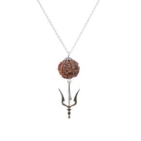 Rudraksha Necklace with Lord Shiva Trishula Pendant HANDMADE, Real Original Big 5 Mukhi Mala Seed Bead, Kundalini Yoga Jewelry, Shiv Skakti, Hindu Protection Jewellery for Men Women
