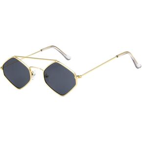 ENTHYI Classics Hexagon Sunglasses for Men/Women Metal Retro Diamond Shape SunGlasse Shades Film Glasses UV Protection