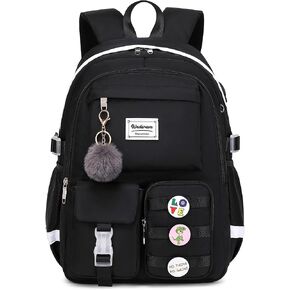 Wadirum Cute Laptop Backpack for Girl Fashion College Bag Women Backpack Purse Black