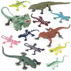 12PCS Fake Lizard Toys Realistic Rubber Reptile Animal Figures Plastic Wilde Life Creatures Lizard Figurines for Kids, Halloween Party Favor Prank Props Scary Toy