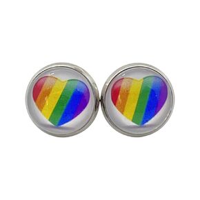 Rainbow Heart Stud Earrings for Women