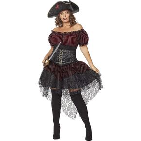 Spirit Halloween Adult Lady of the Seas Plus Size Costume | Pirate Cosplay | Classic Halloween | Plus Size Outfit