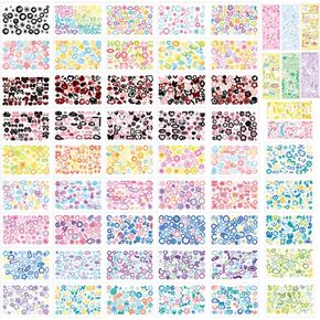 1800pcs Kpop Korean Photocard Stickers Book - Colorful Glitter Self-Adhesive Deco Stickers with Bubble Heart, Butterfly, Cat Cute Korean Deco for Journaling, Arts, Crafts, Scrapbook