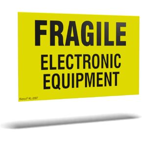 Kenco 3" X 5" Fragile Electronic Equipment Fluorescent Shipping Label Stickers - 500 Permanent Adhesive Labels Per Roll in Kuwait
