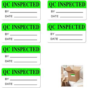 QC Inspected by Stickers, 1 X 2 Inch Quality Control Inventory Labels for Handling Shipping Warehouse Inventory Control,Organization(504 Pcs)