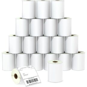 BETCKEY - 4" x 6" (102 mm x 152 mm) Blank Shipping Labels Compatible with Zebra & Rollo Label Printer(not for dymo 4XL), Premium Adhesive & Perforated [20 Rolls, 5000 Labels]