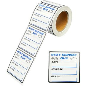 250 قطعة من ملصقات تغيير الزيت، 2 * 2 بوصة ملصقات نافذة تغيير الزيت، تذكير بتغيير زيت الزجاج الأمامي للنافذة، تذكير مستحق للخدمة، ملصقات مستحقة للخدمة التالية لنافذة السيارة التلقائية in Kuwait