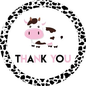 Cow Birthday Party Favor Stickers, 40-Pack 2" Cow Print Thank You Sticker Labels, Seals, Party Decorations