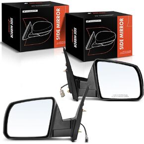 A-Premium Pair (2) Driver and Passenger Side Power Door Mirror - Compatible with Toyota Tundra 2007-2013 - Heated Manual Folding Black Outside Rear View Mirror