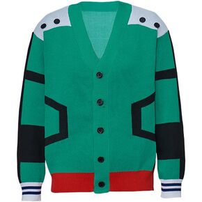 Midoriya Izuku Cardigan Knitted Sweater for My Hero Katsuki Cosplay Costume Jacket Sweater