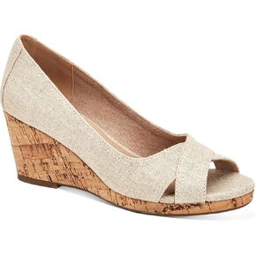Charter Club Womens Toniie Canvas Slip On Wedge Heels Metallic 7.5 Medium (B,M)