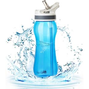 AceCamp 21oz Water Bottle with Straw Curved-Bottle Design Easy To Grip BPA Free Tritan Sports Fitness Bottle Leak-Proof Durable Blue
