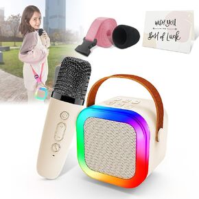Mini Karaoke Machine for Kids & Adults,Portable Bluetooth Speaker with 2 Wireless Karaoke Microphone,Music Toys Christmas Birthday Gifts for Girls & Boys 4,5,6,7,8,9,10,11,12 Year Old (Pink)