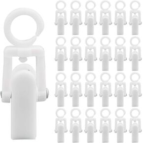 Laundry Hooks Clip, 40pcs 1.9" White Durable Plastic Curtain Hooks Swivel Hanging Hooks for Hanging Towel Clothes Photos(White)