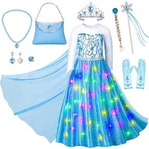Light Up Princess Elsa Dress - Light Up Princess Costume for Girls with Accessories