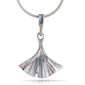 DANFORTH – Ginkgo Leaf Necklace – Pewter Nature Pendant & 18 In Sterling Silver Snake Chain, Nickel-Free – Trendy Boho Jewelry For Women – Handmade Necklaces for Women & Girls – Made In USA