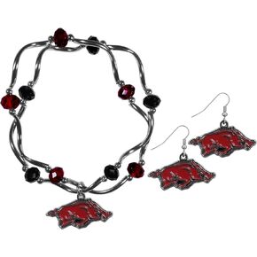 Siskiyou NCAA unisex-adult Dangle Earrings and Crystal Bead Bracelet Set