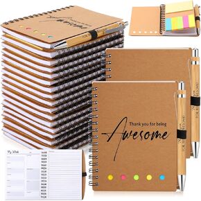 20 Sets Employee Appreciation Gifts Bulk Inspirational Spiral Notebooks with Bamboo Pens and Sticky Notepads Back to School Gifts Thank You Gifts for Teachers Coworkers Staff